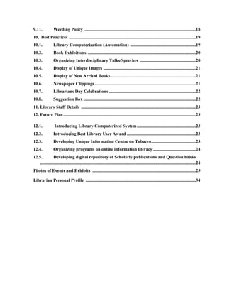 NAAC Library Report-GFGC Periyapatna | PDF