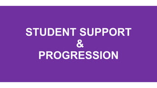 STUDENT SUPPORT
&
PROGRESSION
 