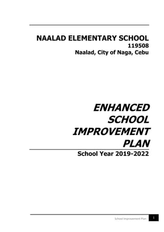 1School Improvement Plan
NAALAD ELEMENTARY SCHOOL
119508
Naalad, City of Naga, Cebu
ENHANCED
SCHOOL
IMPROVEMENT
PLAN
School Year 2019-2022
 
