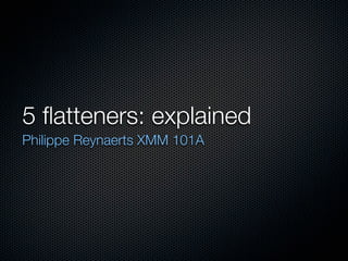 5 ﬂatteners: explained
Philippe Reynaerts XMM 101A
 