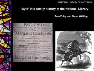 ‘Byte’ into family history at the National Library

                         Tom Foley and Gwyn Wilding
 