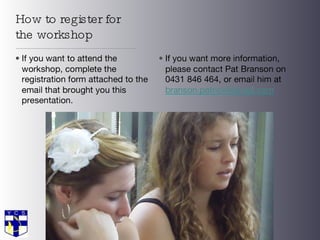 How to register for the workshop 