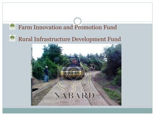 Farm Innovation and Promotion Fund
Rural Infrastructure Development Fund
 