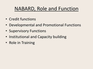 Nabard functions and activities and its establishment | PPTX