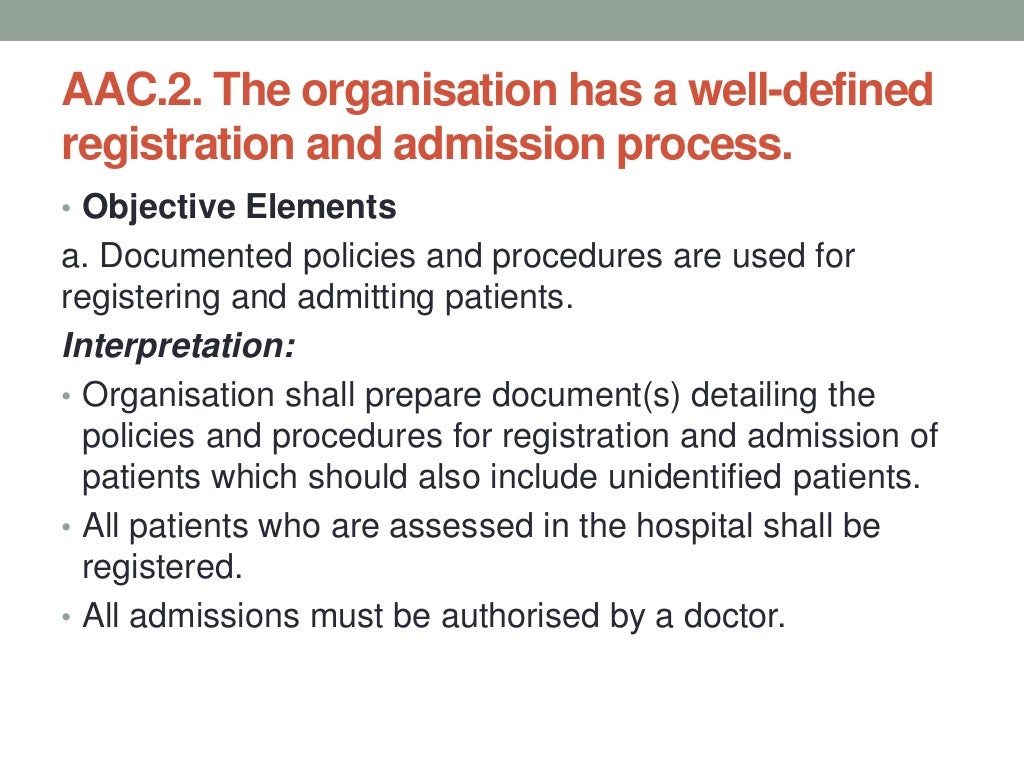 Access, Assessment and Continuity of Care (AAC) NABH