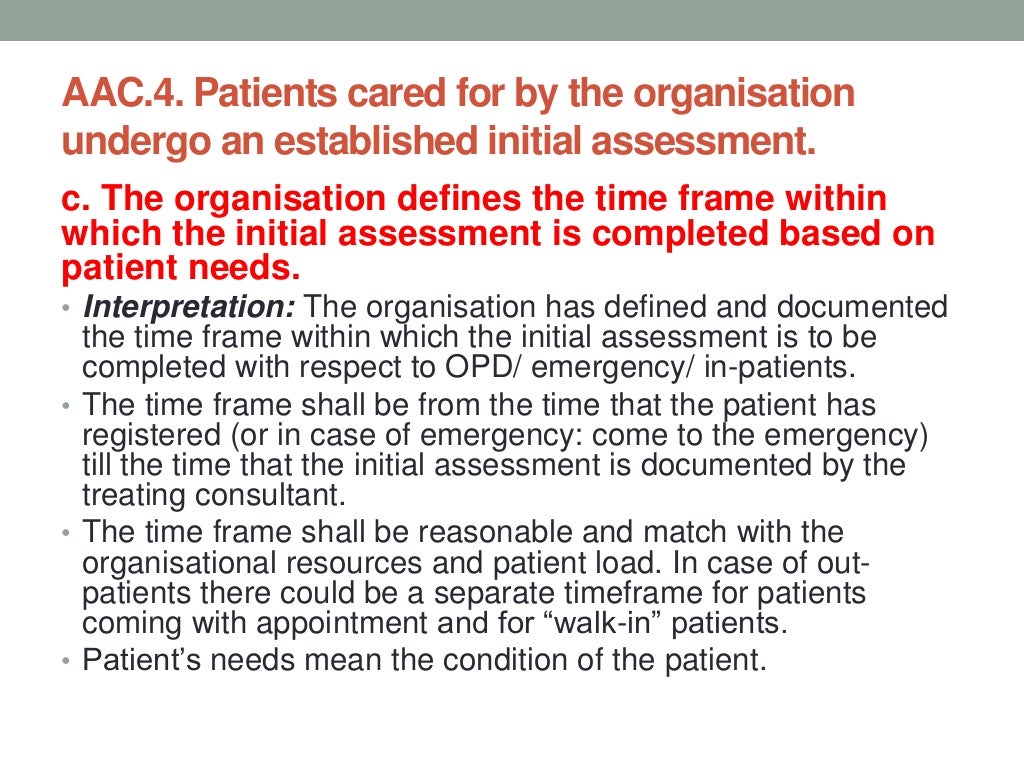 Access, Assessment and Continuity of Care (AAC) NABH
