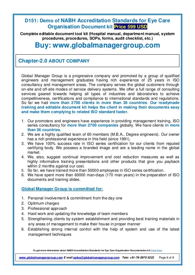 NABH Documents for Eye Care Organisations Accreditation