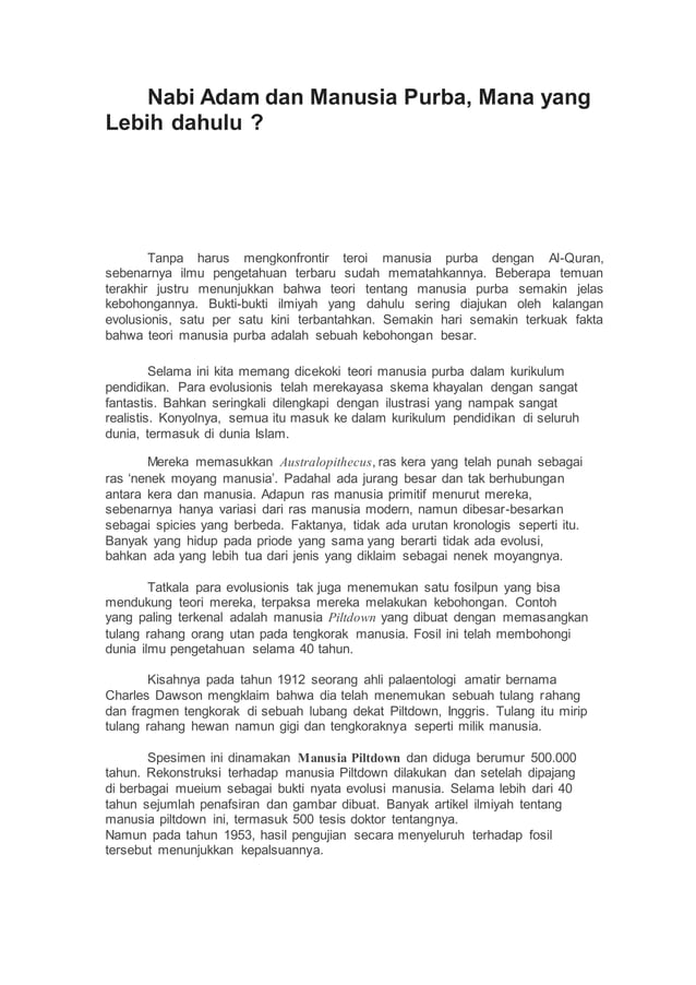Nabi adam dan manusia purba | PDF