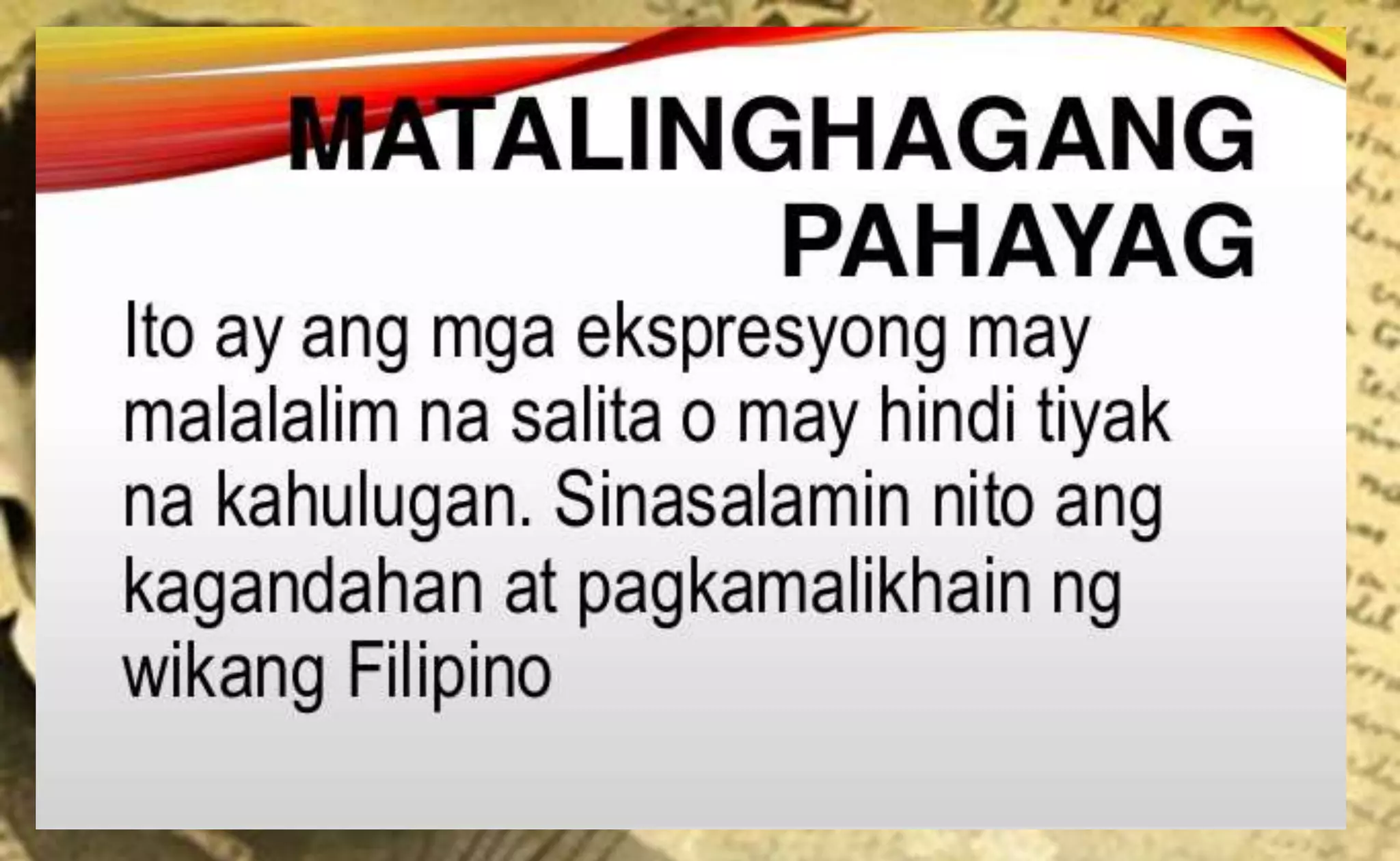 Filipino 9 (Noli Me Tangere) Kabanata 1 (Nabibigyangkahulugan ang Matatalinghagang Pahayag) PPT