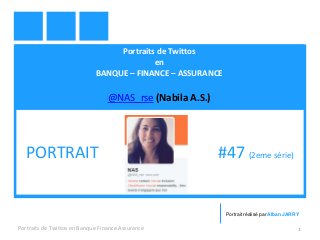 Portraits de Twittos
en
BANQUE – FINANCE – ASSURANCE
@NAS_rse (Nabila A.S.)
Portraits de Twittos en Banque Finance Assurance 1
PORTRAIT #47 (2eme série)
Portrait réalisé par Alban JARRY
 