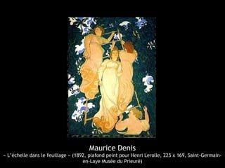 Maurice Denis
« L’échelle dans le feuillage » (1892, plafond peint pour Henri Lerolle, 225 x 169, Saint-Germain-
en-Laye Musée du Prieuré)
 