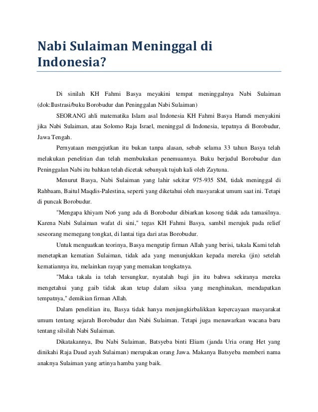 Nabi Sulaiman Dan Jawa