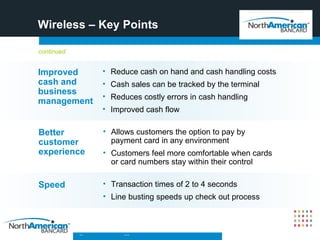 Wireless – Key Points Improved cash and business management <ul><li>Reduce cash on hand and cash handling costs </li></ul>...