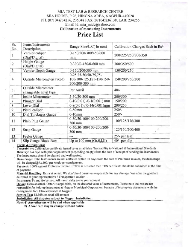 Nabl certificate for calibration