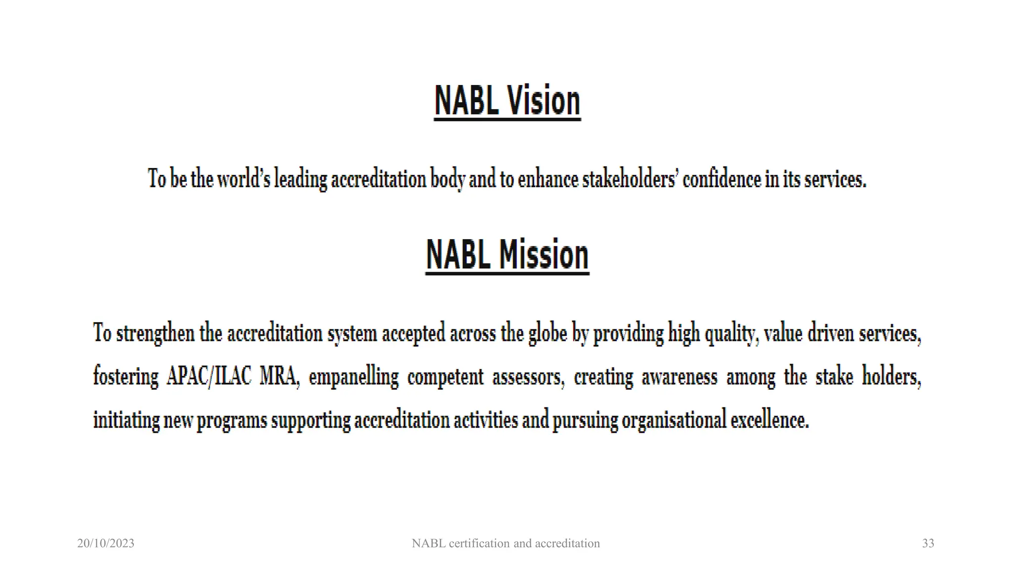 20/10/2023 NABL certification and accreditation 33
 