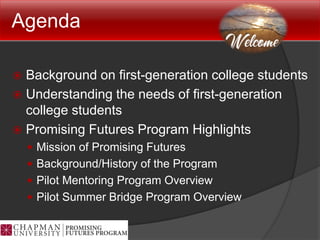 Advising First-Generation College Students: Piloting a Mentoring and ...