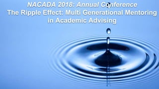 NACADA 2018: Annual Conference
The Ripple Effect: Multi Generational Mentoring
in Academic Advising
 