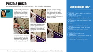 Imos facer unha actividade cos
máis pequenos da casa nesta
corentena, pero facéndoa un
pouco máis divertida, pedín-
dolles que nos axuden a facer
unha tarefa tan simple como
tender a roupa .
As crianzas serán as encargadas
de colocar as pinzas na roupa
para que non caia, poderanas
poñer todas dunha mesma cor
ou cada unha dunha cor, reali-
zando series mediante a alter-
nacia de distintas cores, ou
tamén poderemos variar os ta-
maños ou as texturas, se dis-
poñemos de pinzas de madeira
e de plástico.
Con esta actividade, tamén se
fortalecerá a súa motricidade
fina, pedíndolles que fagan o
pinzado da pinza, ao principio,
con toda a man, pero pouco a
pouco intentarán realizalo só co
polgar e co índice.
Que utilidade ten?
Proposta de actividades realizada polo alumnado do Ciclo Superior de Educación infantil do CIFP Ánxel Casal Monte Alto
Actividades para realizar con crianzas de 0 a 3 anos durante o confinamento
1º
Educación infantil
Obxectivos:
Empregar a motricidade fina nas acti-•
vidades cotiás.
Identificar as cores.•
Axudar na casa.•
Realizar o pinzado cos dedos índice e•
polgar.
Diferenciar as pinzas de madeira das•
de plástico.
Contidos
Cores, grande, pequeno, madeira,•
plástico.
Diferenciación das pinzas por cores e•
texturas.
Satisfacción por axudar na casa.•
Competencias
Comunicación lingüistica.•
Matemática.•
Coñecemento e interación co mundo fí-•
sico.
Aprender a aprender.•
Autonomía e iniciativa persoal.•
Pinza a pinza
Cristina
Costoya
García
1º
Educación infantil
 