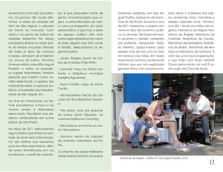 revezamos na função da poltro-      res, é que possuíssem nome de      havíamos realizado em São Mi-              latos sobre o cotidiano dos bair-
na. Ocupamos três locais dife-      gente. Uma brincadeira que su-     guel Paulista batizamos de Narra-          ros, revelando fatos, memórias e
rentes: a saída da estação de       gere a personificação do bair-     tivas de São Paulo. Durante o ano          desejos daquele local. Termina-
trem de São Miguel, a calçada       ro como protagonista da ação       de 2011 realizamos o projeto sem           mos 2011 tendo em mãos oito re-
em frente ao mercado muni-          performática e que traz a ideia    nenhum tipo de incentivo públi-            gistros: Narrativas de Miguel, Nar-
cipal e um ponto de ônibus da       do espaço publico não mais         co ou privado. De bairro em bair-          rativas de Ângela, Narrativas de
Avenida Marechal Tito. Nosso        como lugar estranho e sim como     ro levamos o cenário composto              Canindé, Narrativas de Cecília,
banquinho esteve na maior par-      se fosse alguém que tem nome       por poltrona, banquinho, tape-             Narrativas de Madalena, Narrati-
te do tempo ocupado. Pessoas        e história. Selecionamos os se-    te, mesinha, abajur e livros, para         vas de Maria, Narrativas de Ma-
de todos os tipos, de crianças      guintes bairros:                   abrigar uma de nós com um livro            riana e Narrativas de Santana. E
a idosos, sentaram ali e falaram                                       em branco nas mãos. Em todos               com isso uma nova inquietação:
                                    - Jardim Ângela: ponto de ôni-
um pouco do bairro. Ouvimos                                            esses locais ouvimos centenas de           o que fazer com esses relatos?
                                    bus da Avenida M’Boi Mirim
diversos relatos sobre São Miguel                                      histórias que por nós registradas          Como performá-los na rua? E as-
Paulista: o bairro no passado,      - Canindé: Praça Ilo Ottani, em    geraram livros com pequenos re-            sim surgiu Na Casa de Paulo.
os lugares importantes, histórias   frente a biblioteca municipal
pessoais que tiveram como ce-       Adelpha Figueiredo
nário estes locais, a opinião dos
                                    - Santa Cecília: Largo do Santa
moradores sobre os espaços pú-
                                    Cecília
blicos, a impressão dos trabalha-
dores de São Miguel, etc.           - Vila Madalena: trecho da cal-
                                    çada da Rua Marechal Deodo-
Ao final da intervenção no fes-
                                    ro
tival, percebemos a força e ao
mesmo tempo a delicadeza            - Vila Maria: uma das esquinas
dessa ação. Decidimos que da-       da praça Santo Eduardo, na
ríamos continuidade em outros       Avenida Guilherme Cotching
bairros de São Paulo.
                                    - Vila Mariana: em frente ao me-
No início de 2011 selecionamos      trô Vila Mariana
alguns bairros que tínhamos von-
tade de levar esta intervenção.     - Santana: trecho da calçada
Um dos critérios que adotamos       da Avenida Voluntários da Pá-
para escolher esses bairros, além   tria.
de serem diversificados em sua      O conjunto de ações realizadas
localização e perfil de morado-     nesses bairros somado ao que já
                                                                        Narrativas de Miguel. Coletivo Pi, São Miguel Paulista, 2010.

                                                                                                                                                 12
 