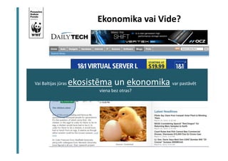 Ekonomika vai Vide? 
Vai Baltijas jūras ekosistēma un ekonomika var pastāvēt 
viena bez otras? 
 