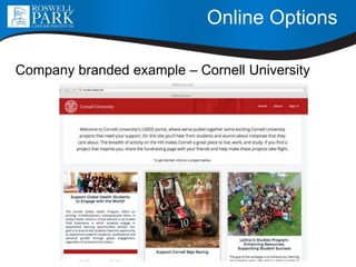 Online Options
Company branded example – Cornell University
 