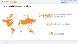 Na cestě kolem světa...
Zdroj: Webnode
>15M
70+
45 zemí světa
členný tým v Brně
uživatelů Webnode
celosvětově
 