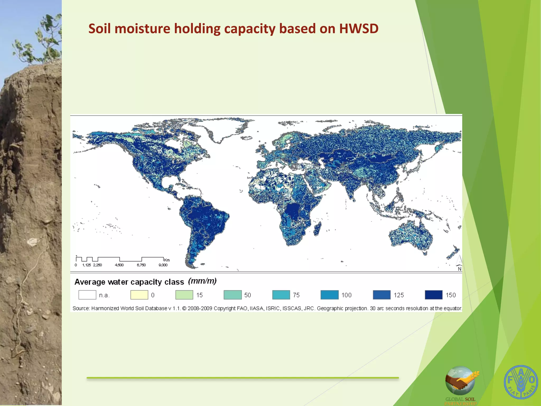 Soil 
moisture 
holding 
capacity 
based 
on 
HWSD 
 