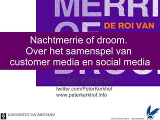 Nachtmerrie of droom.  Over het samenspel van  customer media en social media Peter Kerkhof twitter.com/PeterKerkhof www.peterkerkhof.info 