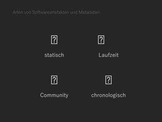 Arten von Softwareartefakten und Metadaten
chronologischCommunity
Laufzeitstatisch
 