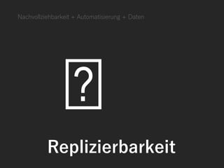 Nachvollziehbarkeit + Automatisierung + Daten
Replizierbarkeit
 