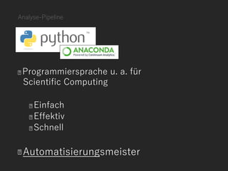 Analyse-Pipeline
Programmiersprache u. a. für
Scientific Computing
Einfach
Effektiv
Schnell
Automatisierungsmeister
 
