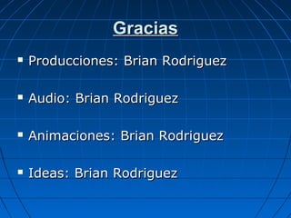 Gracias
   Producciones: Brian Rodriguez

   Audio: Brian Rodriguez

   Animaciones: Brian Rodriguez

   Ideas: Brian Rodriguez
 