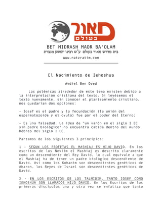 BET MIDRASH MAOR BA'OLAM
‫בית מדרש מאור בעולם ע"ש רבינו יהושע מנצרת‬
www.natzratim.com
___________________________________...