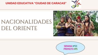 toolkit
NACIONALIDADES
DEL ORIENTE
UNIDAD EDUCATIVA “CIUDAD DE CARACAS”
SEMANA Nº23
PROYECTO Nº5
 