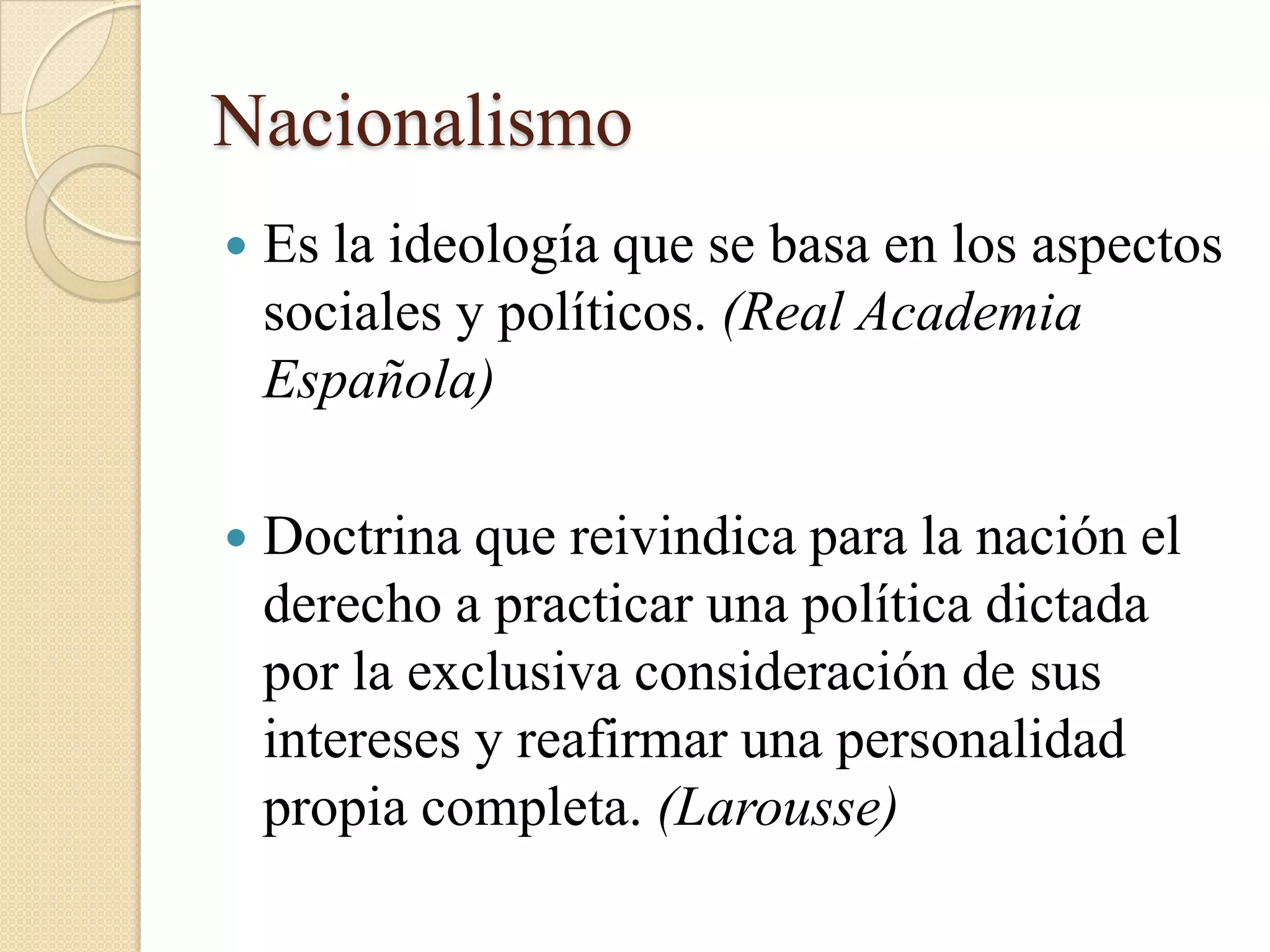 Nacionalismo definiciones | PPTX