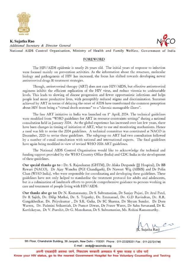 Naco guidelines for hiv aids management PPT