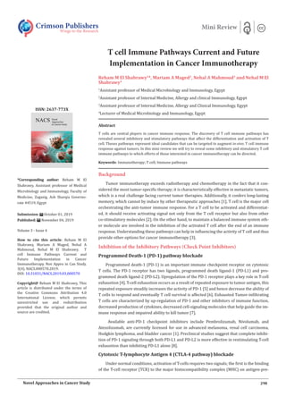 T cell Immune Pathways Current and Future Implementation in Cancer ...