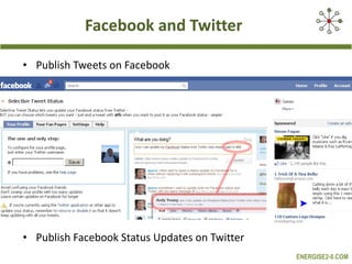 Facebook and Twitter Publish Tweets on Facebook Publish Facebook Status Updates on Twitter 