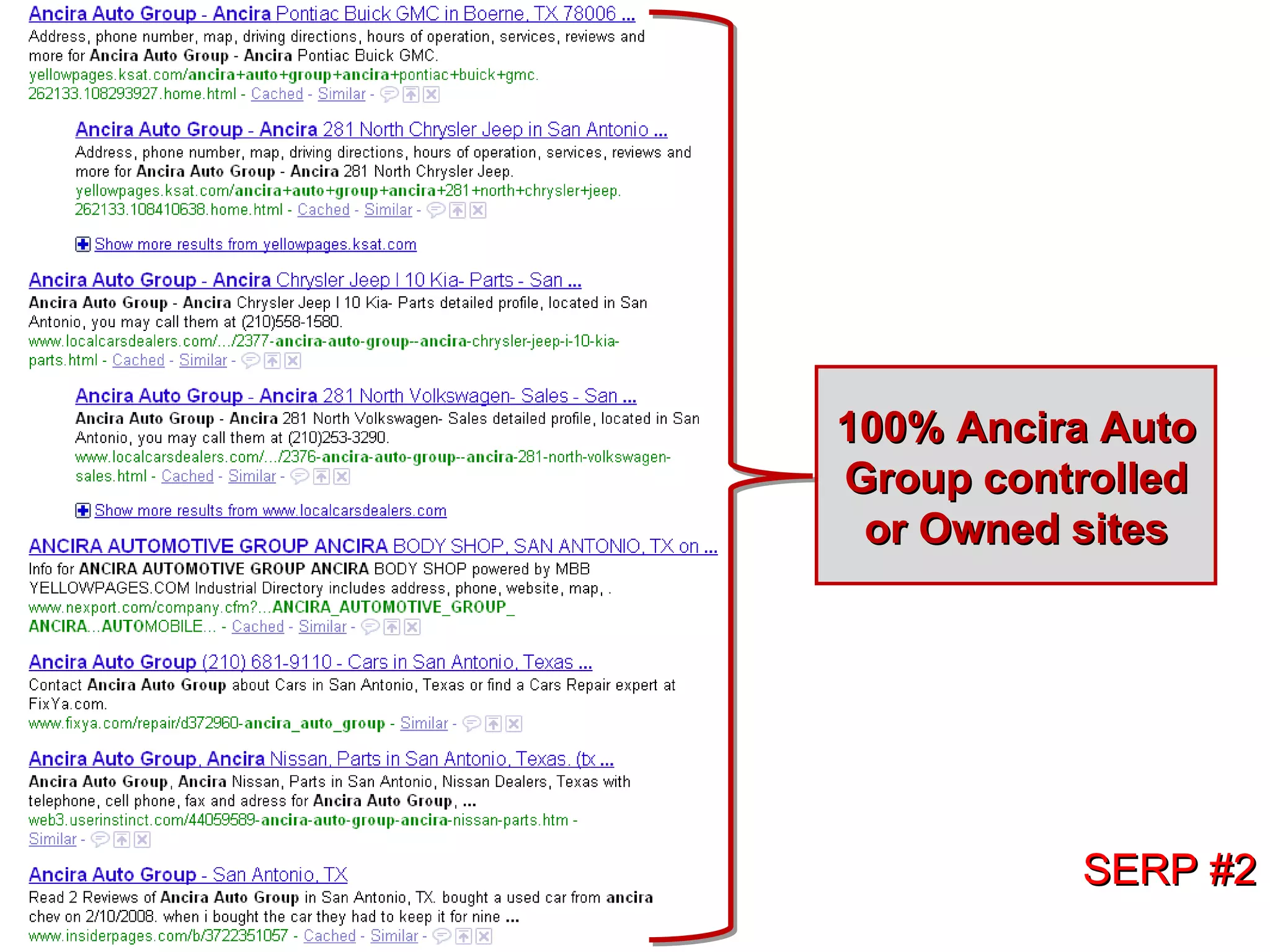 SERP #2 100% Ancira Auto Group controlled or Owned sites 
