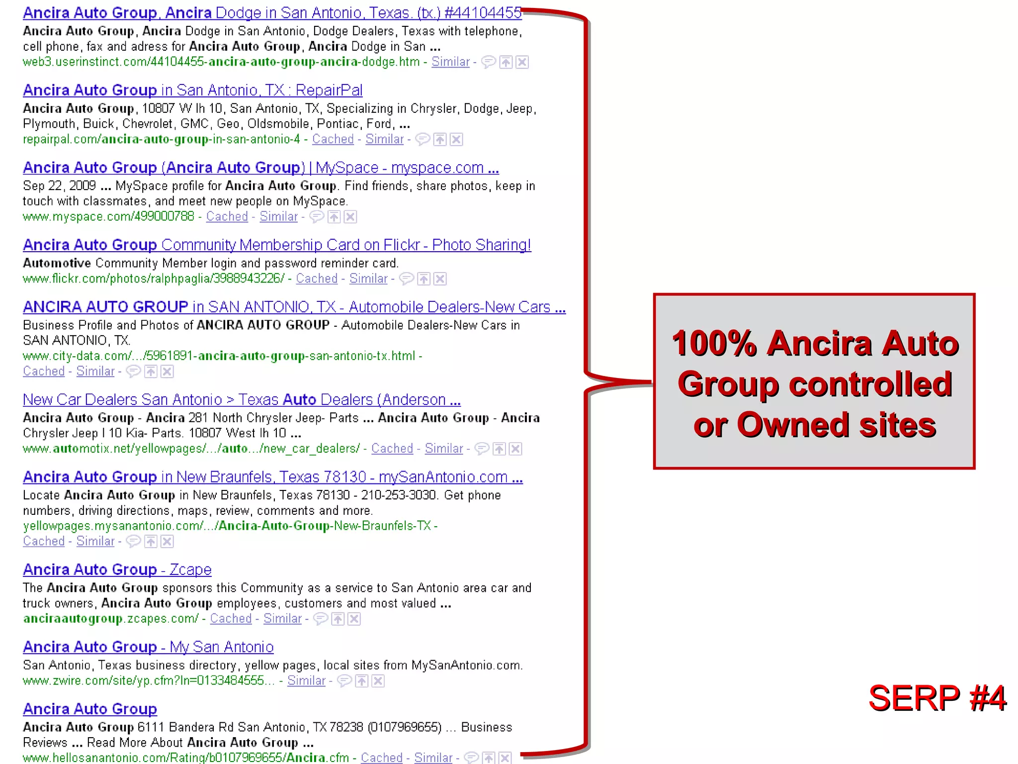 SERP #4 100% Ancira Auto Group controlled or Owned sites 