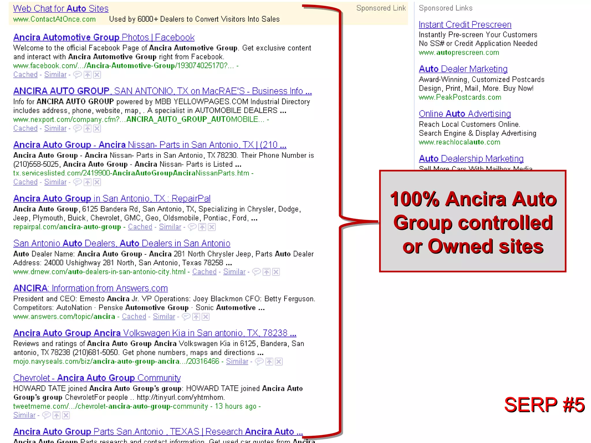 SERP #5 100% Ancira Auto Group controlled or Owned sites 
