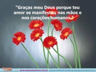 “ Graças meu Deus porque teu amor se manifestou nas mãos e nos corações humanos." 