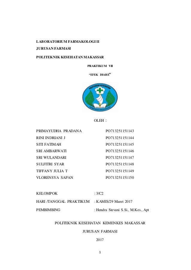 Laporan Farmakologi II EFEK DIARE 