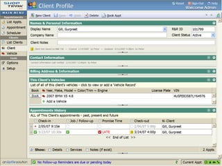 Client Profile – Vehicles & History 