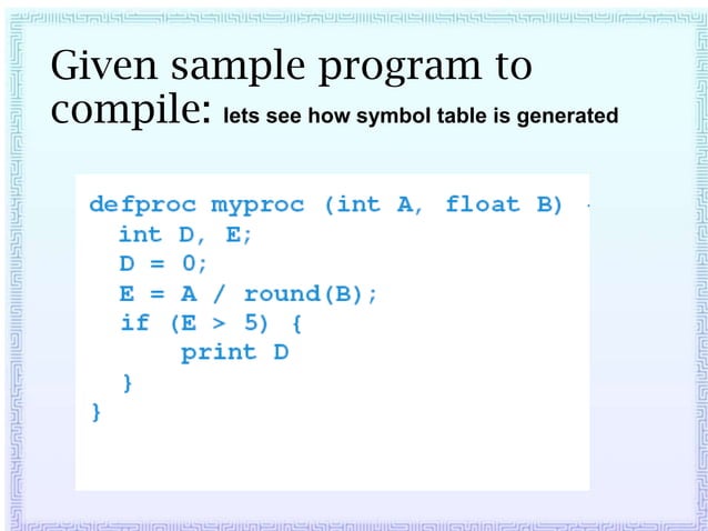 compiler ppt on symbol table | PPTX | Programming Languages | Computing
