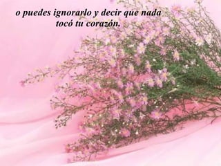 o  puedes ignorarlo y decir que nada tocó tu corazón. 