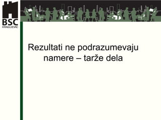 Rezultati ne podrazumevaju namere – tarže dela 
