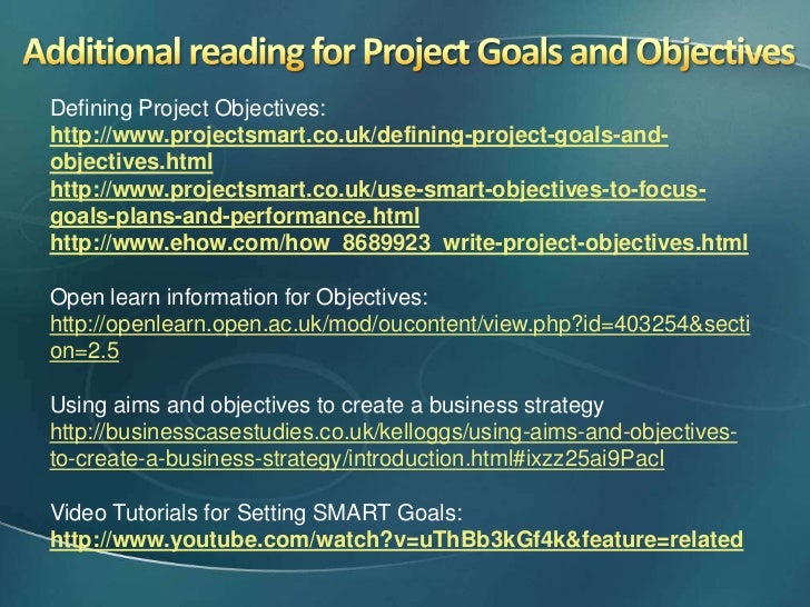 project goals and objectives project objectives