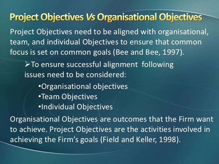 project goals and objectives project objectives
