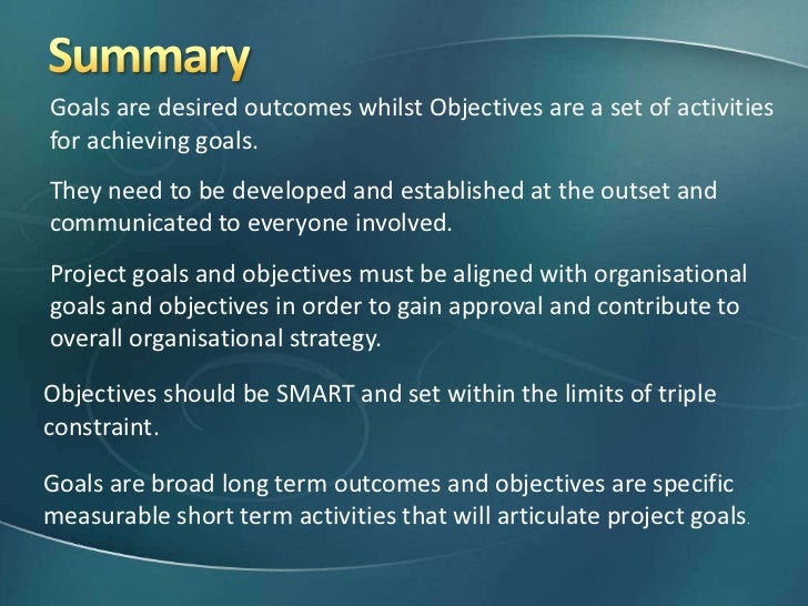 objective and desired goals